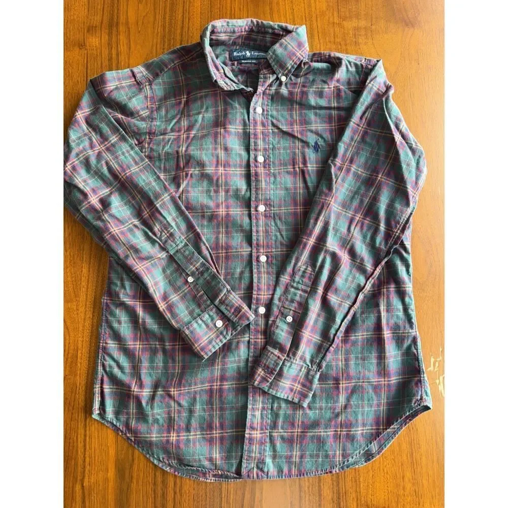 Polo Ralph Lauren Men's Classic Fit Green Plaid Button Down - Size S